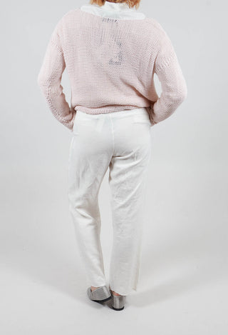 Straight Leg Stitch Detailed Pants in Silver Gray