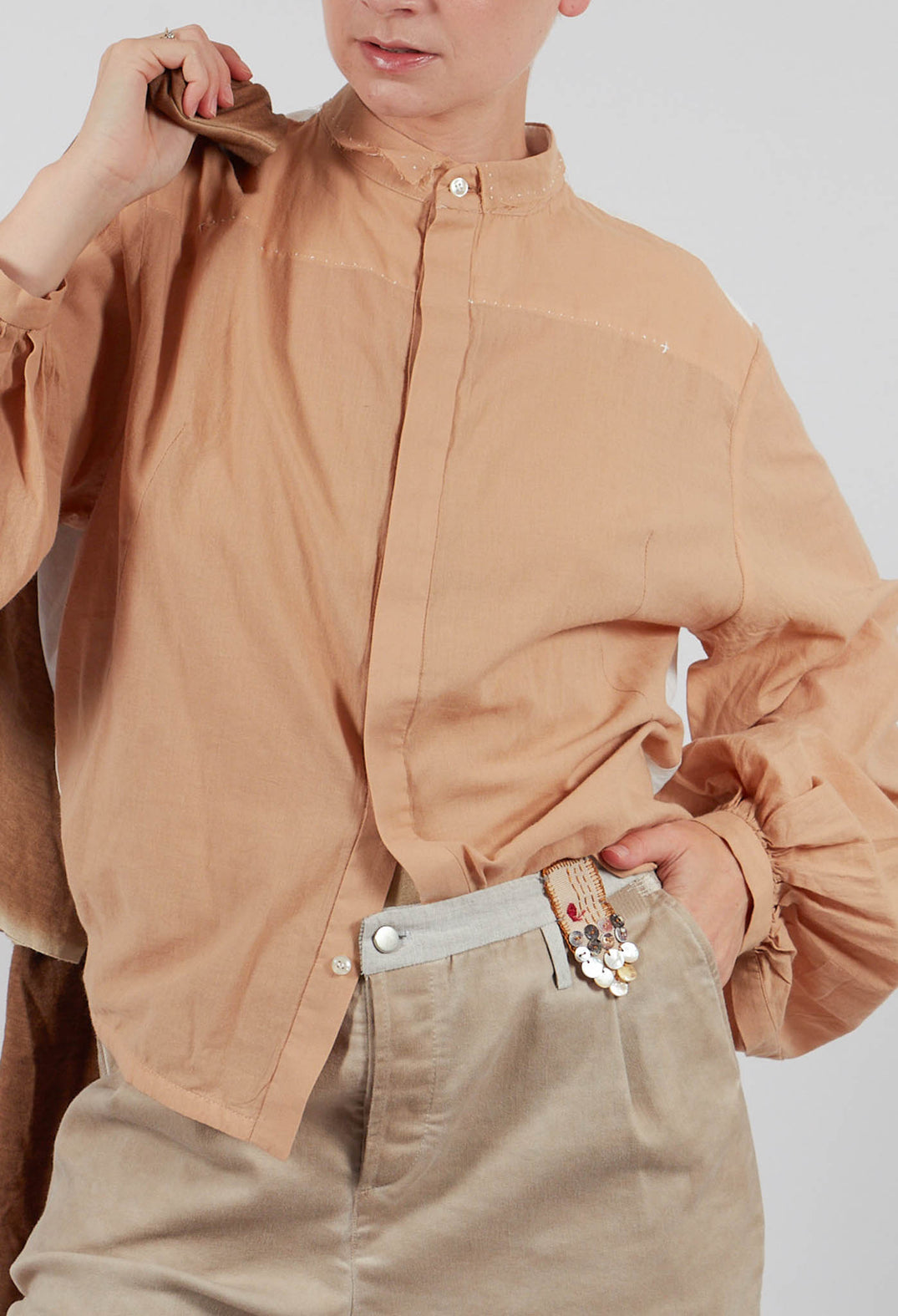 Collared Long Sleeve Shirt in Sand