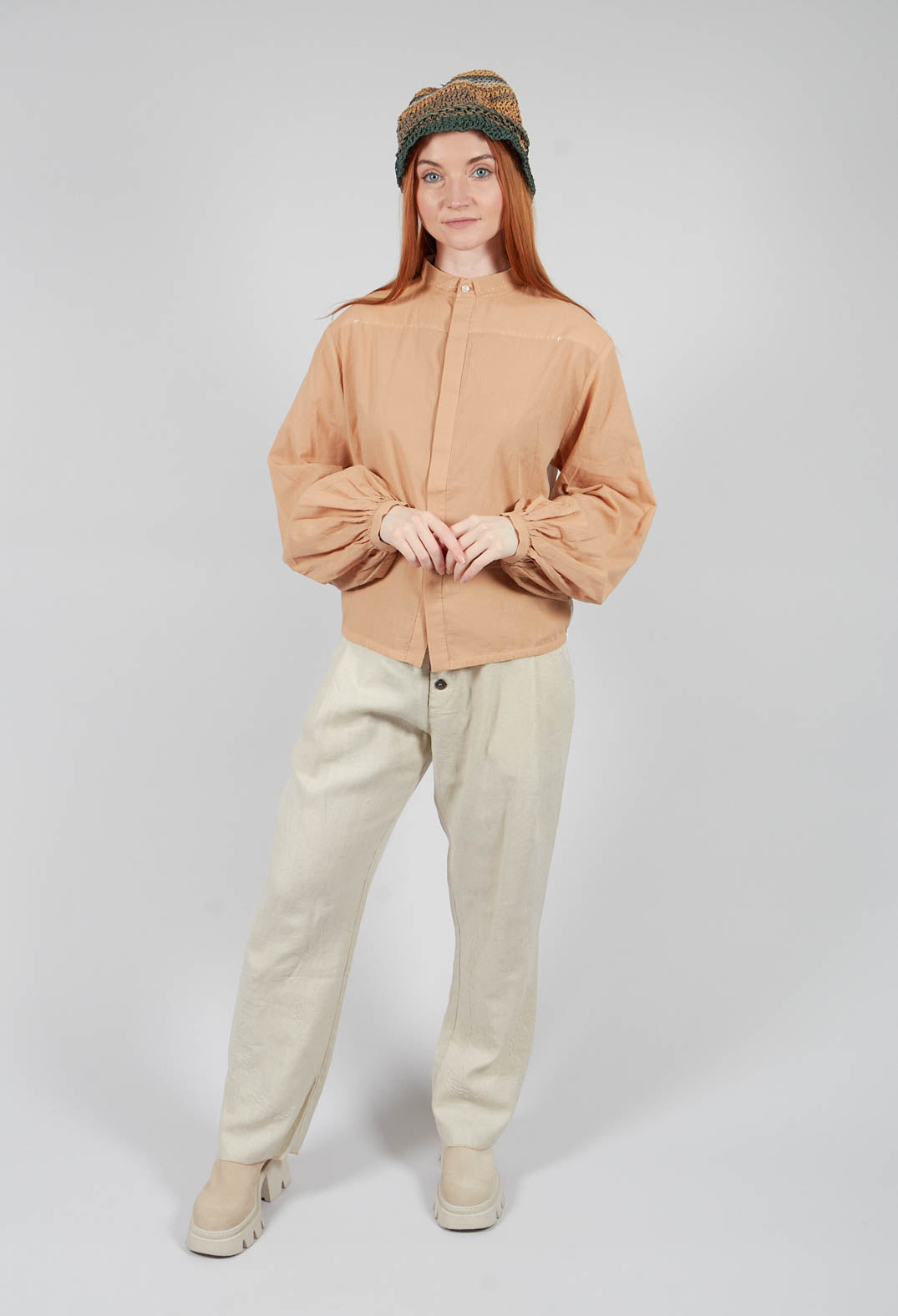 Collared Long Sleeve Shirt in Sand