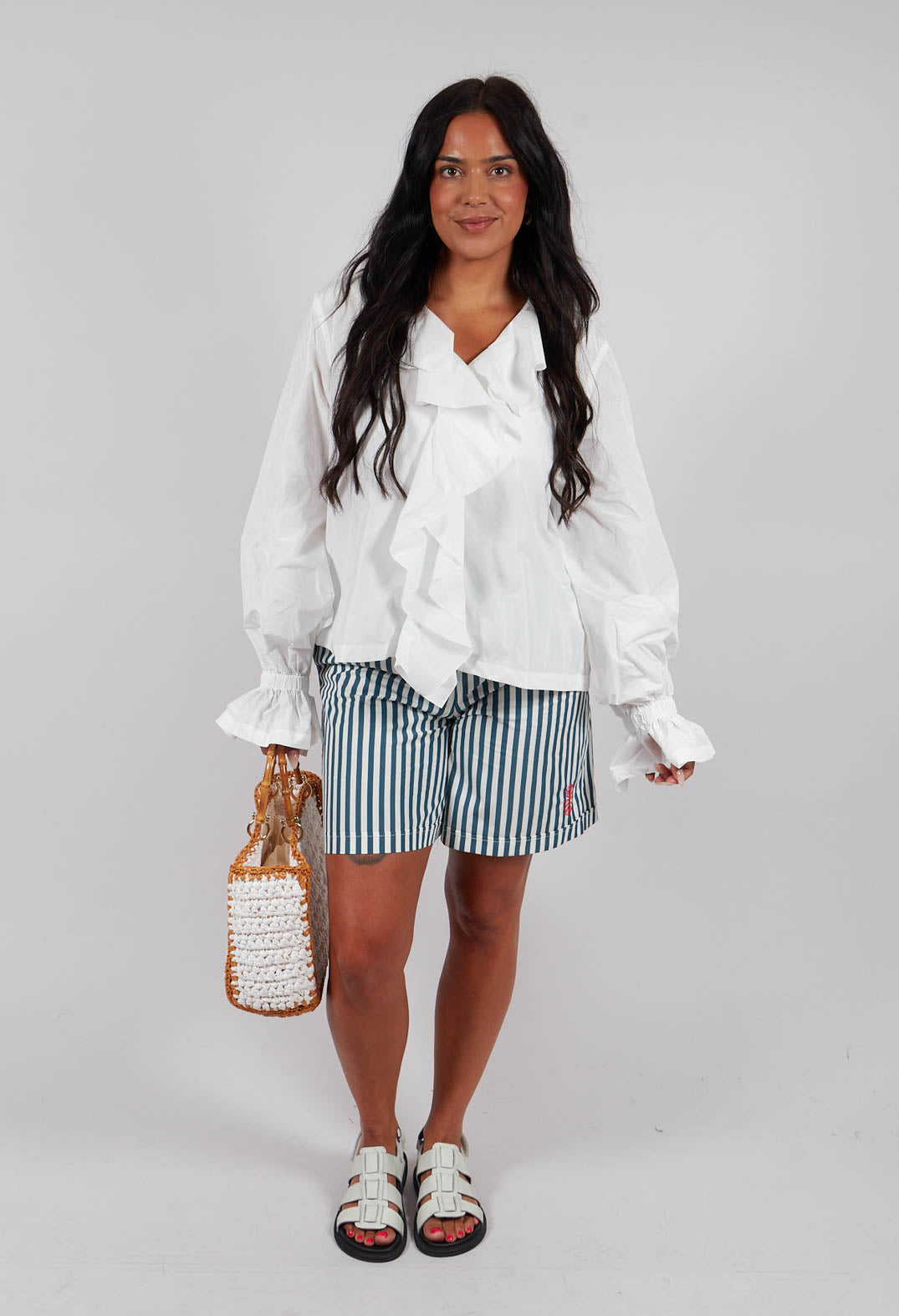 Striped Bermuda Shorts in Poseidon Green