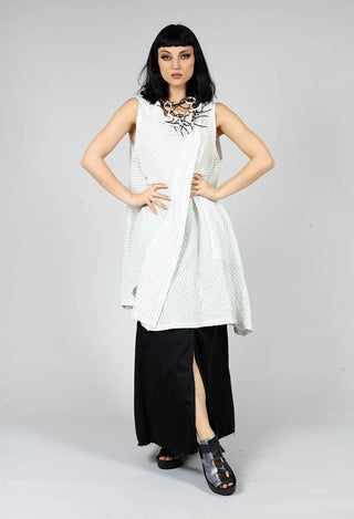 Brom Tunic in White with Black Stripes
