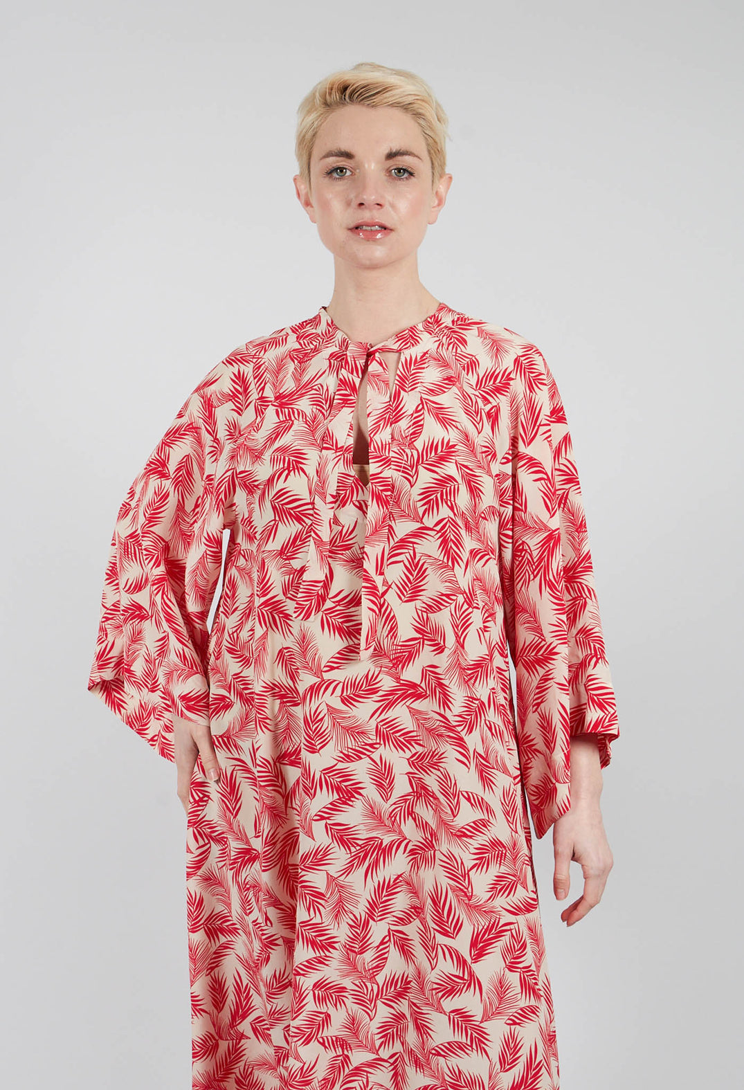 Elettra Printed Silk Kaftan in Salsa
