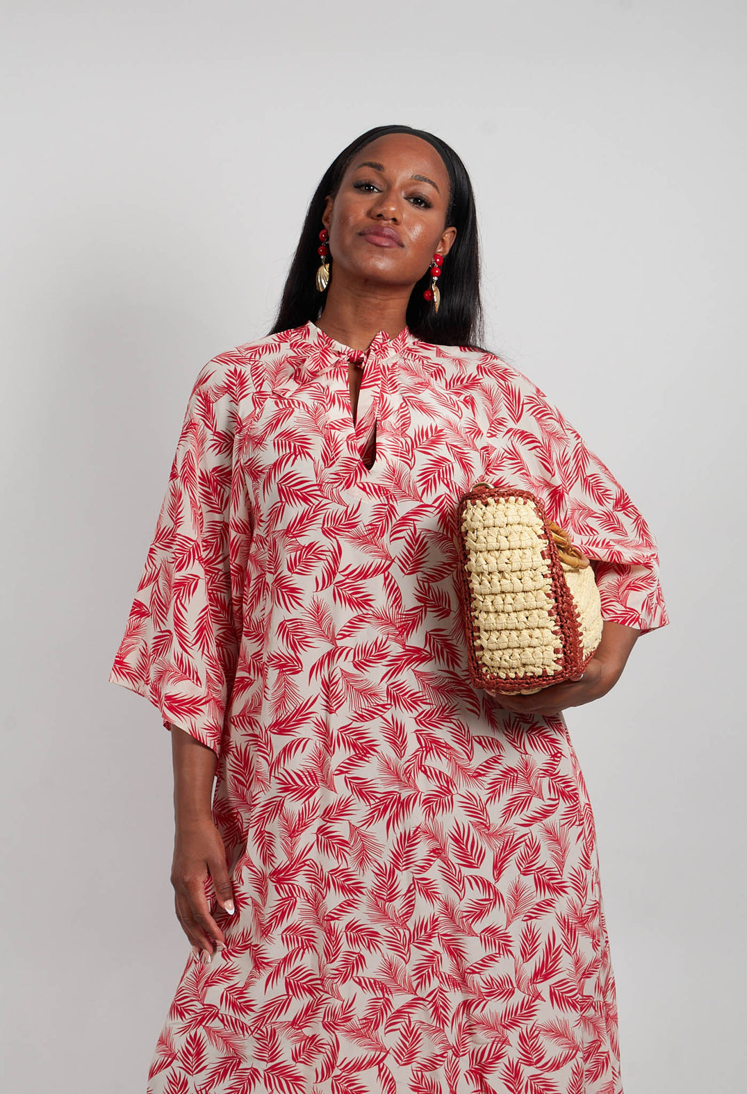 Elettra Printed Silk Kaftan in Salsa