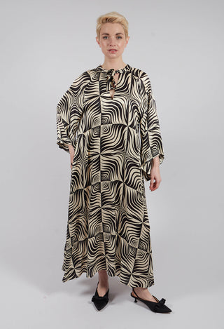 Egle Silk and Satin Kaftan Dress in Black