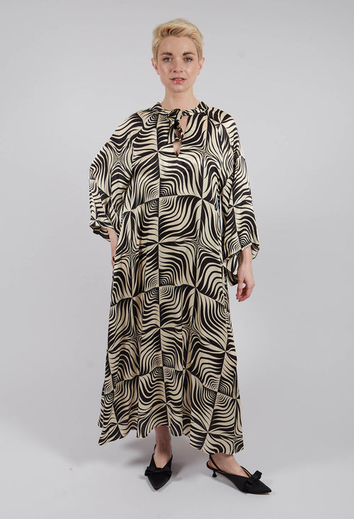 Egle Silk and Satin Kaftan Dress in Black