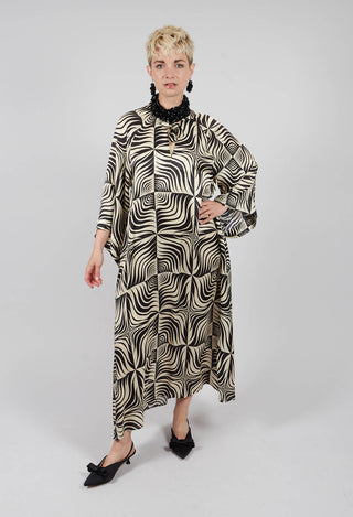 Egle Silk and Satin Kaftan Dress in Black