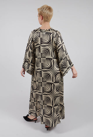 Egle Silk and Satin Kaftan Dress in Black