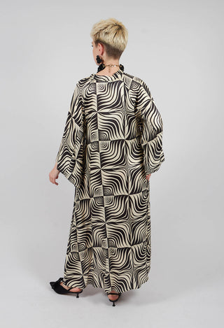 Egle Silk and Satin Kaftan Dress in Black