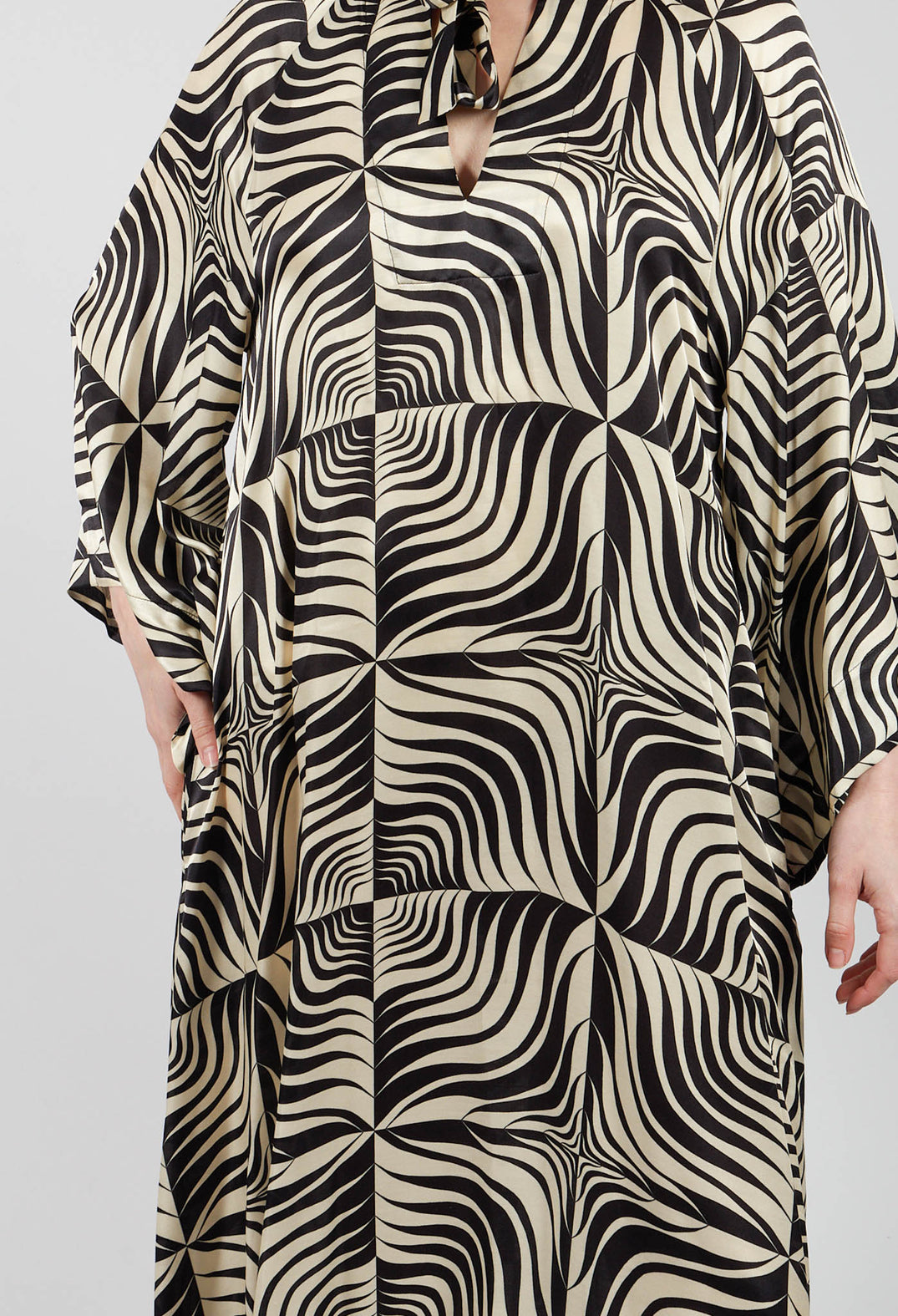 Egle Silk and Satin Kaftan Dress in Black