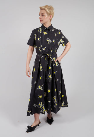 Febe Printed Chemisier Dress in Black