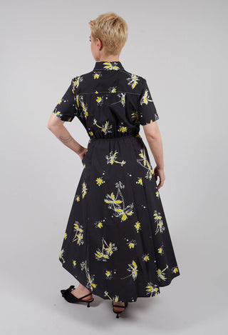 Febe Printed Chemisier Dress in Black