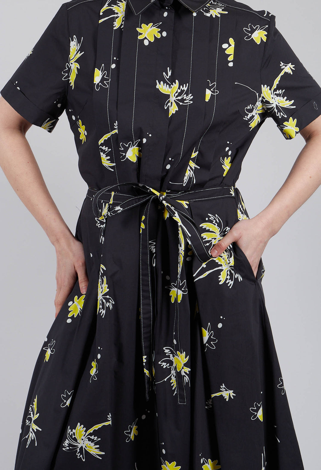 Febe Printed Chemisier Dress in Black