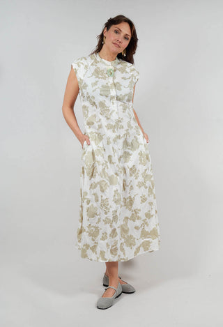 Diana Dress with Seersucker Print in Cafe Au Lait
