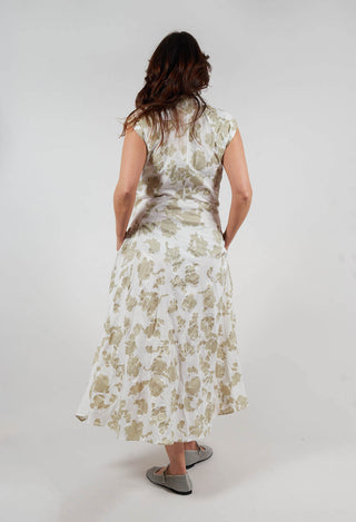 Diana Dress with Seersucker Print in Cafe Au Lait