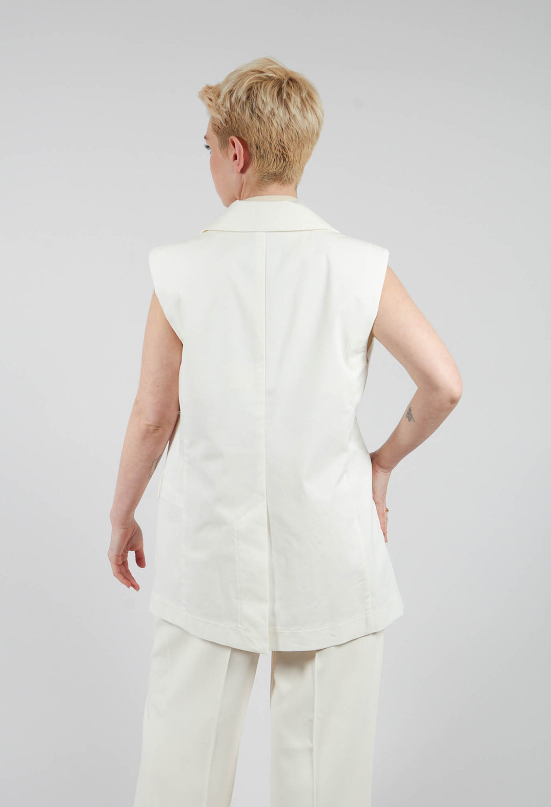 Cotton Canvas Waistcoat in White