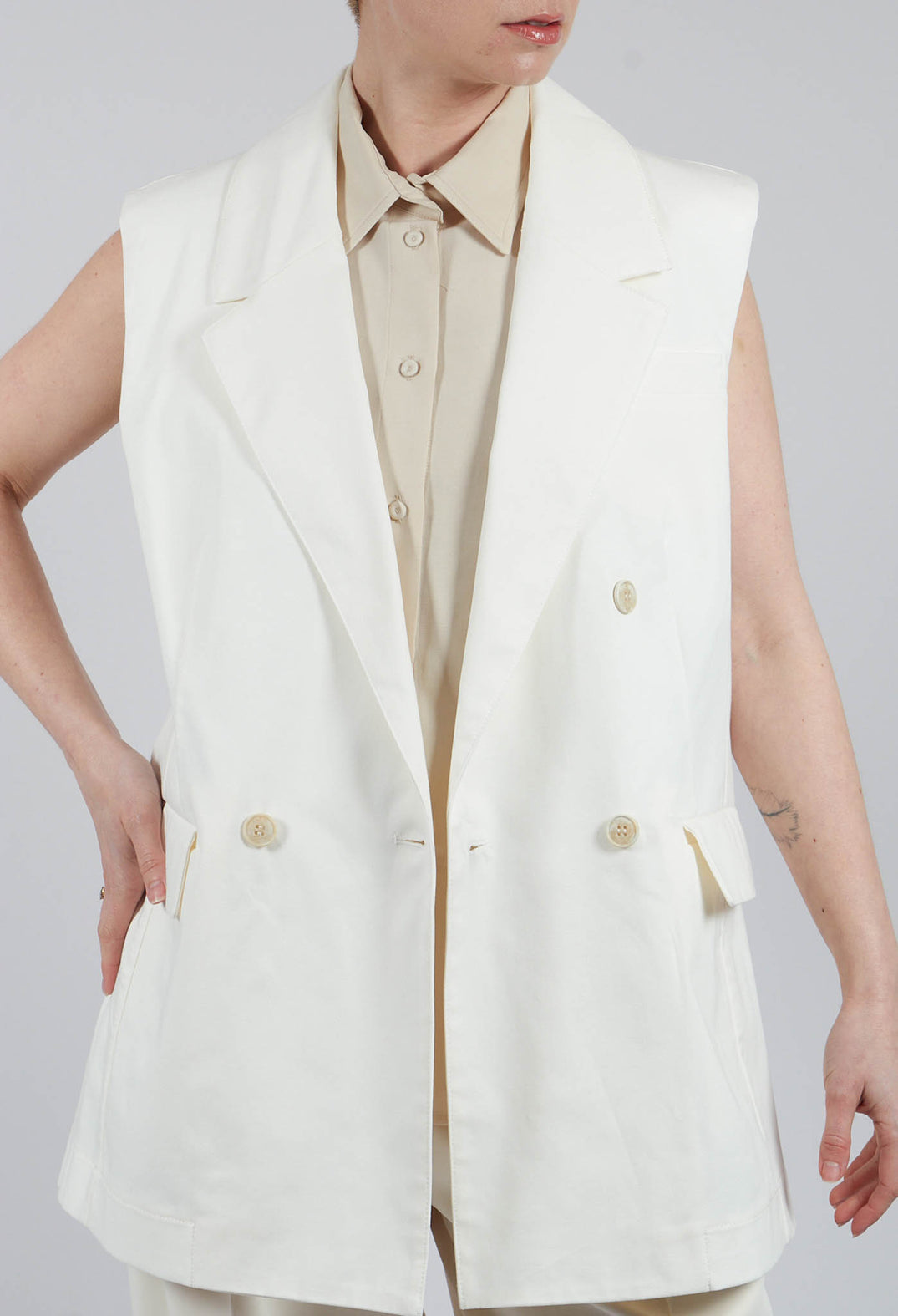 Cotton Canvas Waistcoat in White