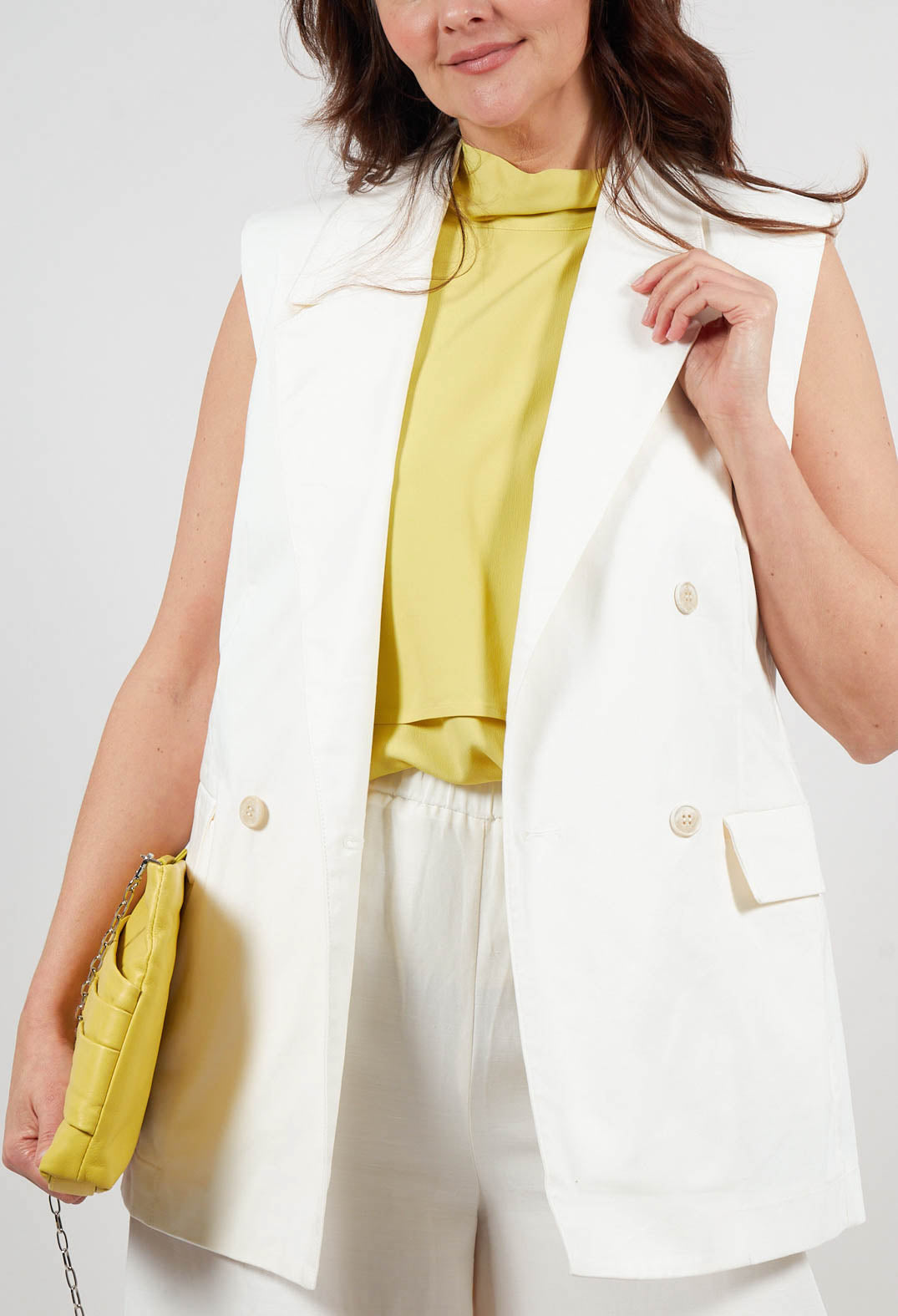 Cotton Canvas Waistcoat in White