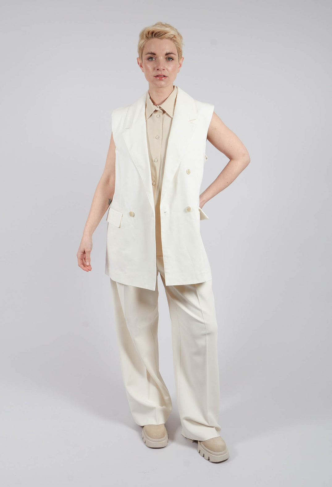 Cotton Canvas Waistcoat in White