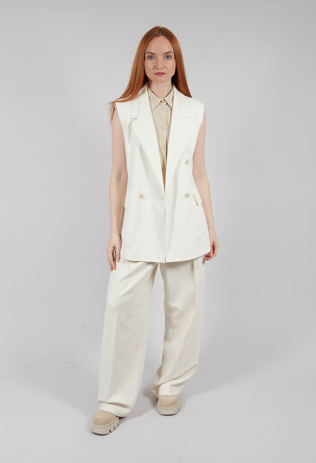 Cotton Canvas Waistcoat in White