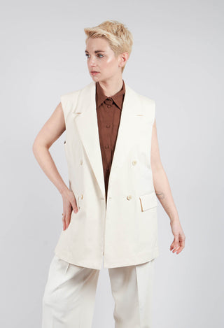 Cotton Canvas Waistcoat in Sea Salt