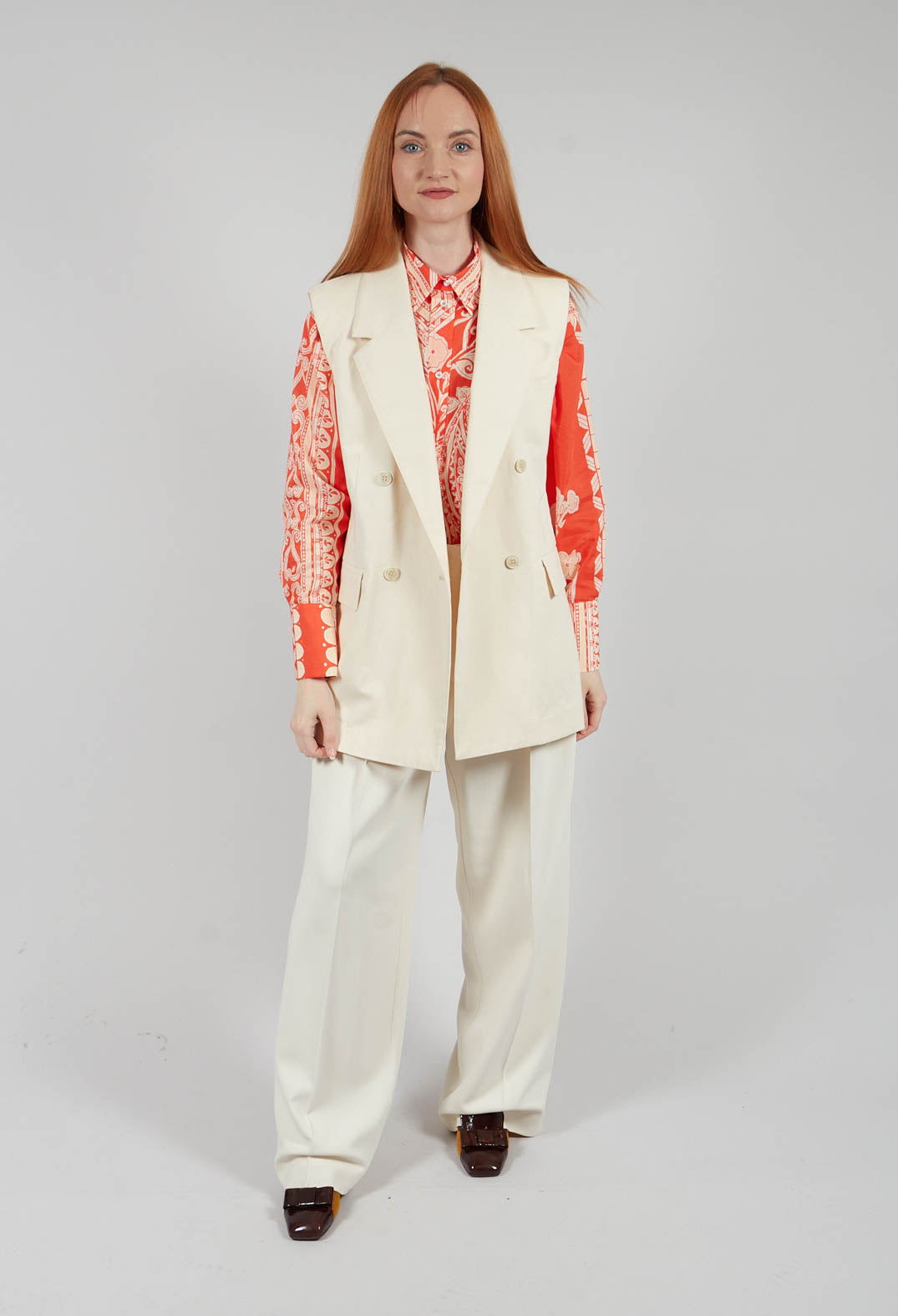 Dafne Printed Shirt in Clementine