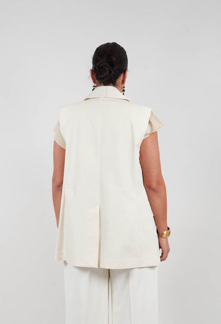 Cotton Canvas Waistcoat in Sea Salt