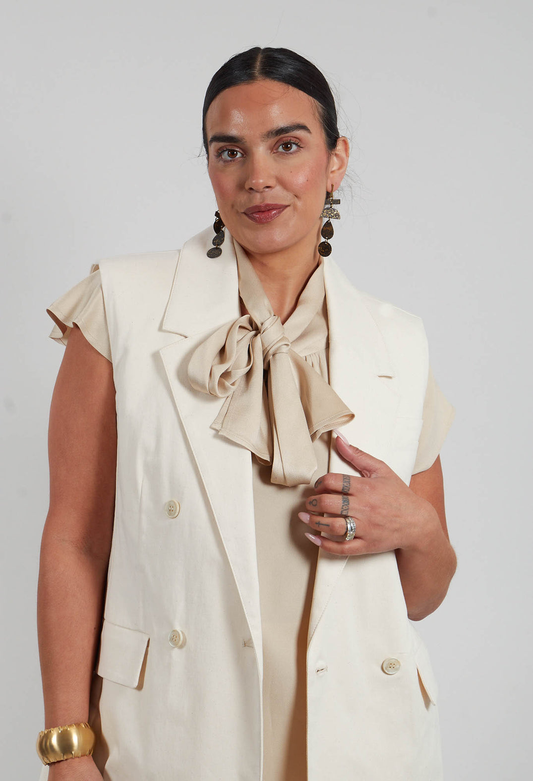 Cotton Canvas Waistcoat in Sea Salt