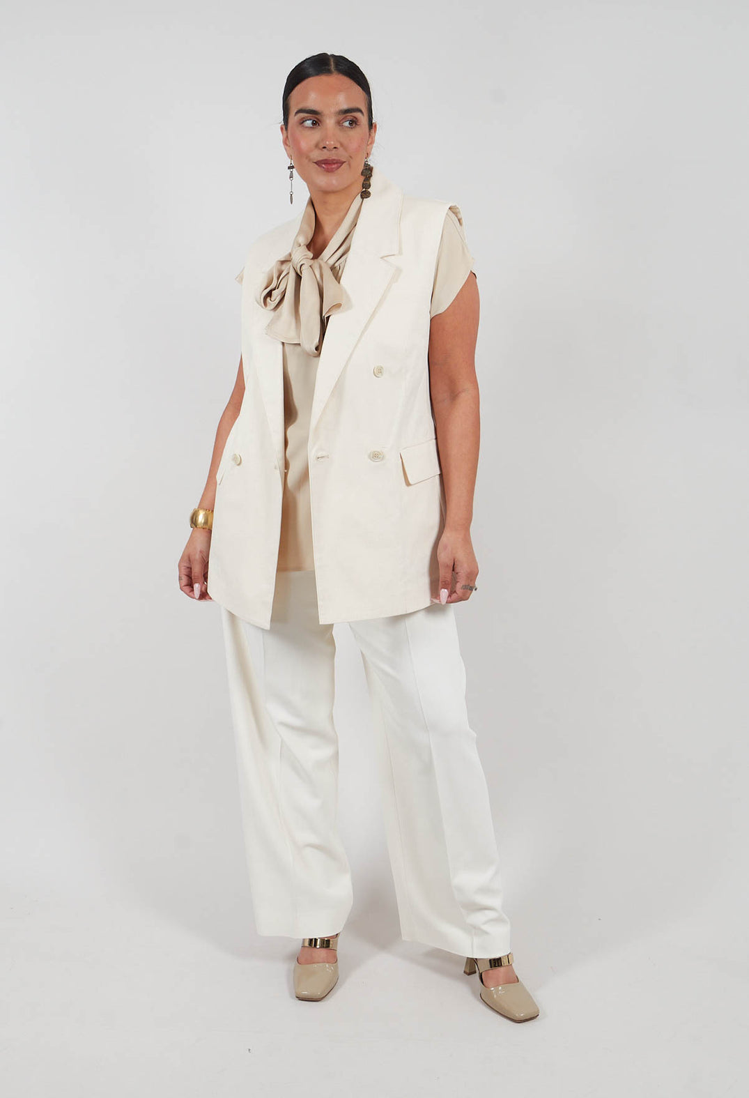 Cotton Canvas Waistcoat in Sea Salt