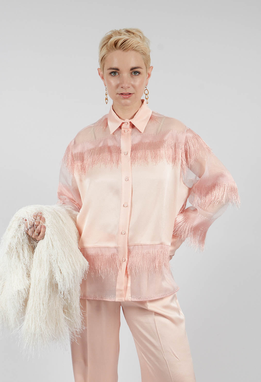 Alida Lightweight Shirt with Fringes in Arizona Sunrise
