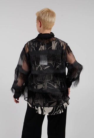 Alida Lightweight Shirt with Fringes in Black