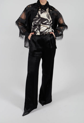 Aura Satin Trousers in Black