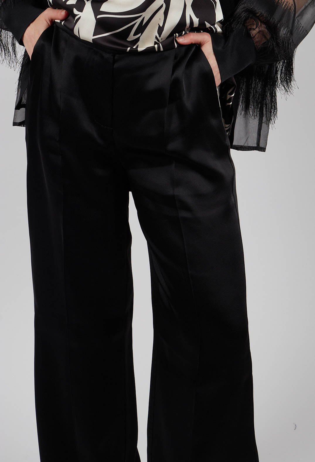 Aura Satin Trousers in Black