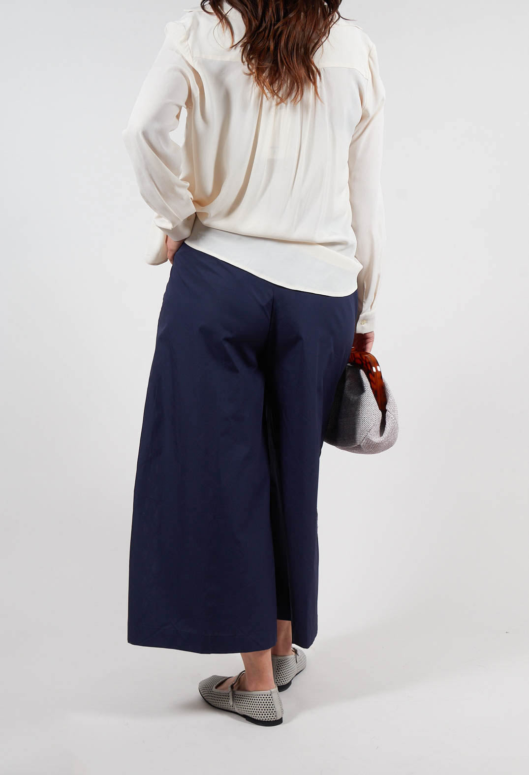 Vega Wide Leg Trousers with Lace Insert in Eclipse