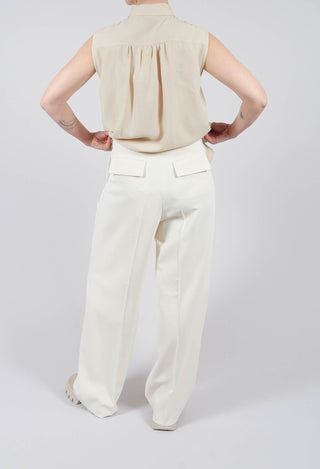 Mira Wide Leg Trousers with Pleats in Sea Salt