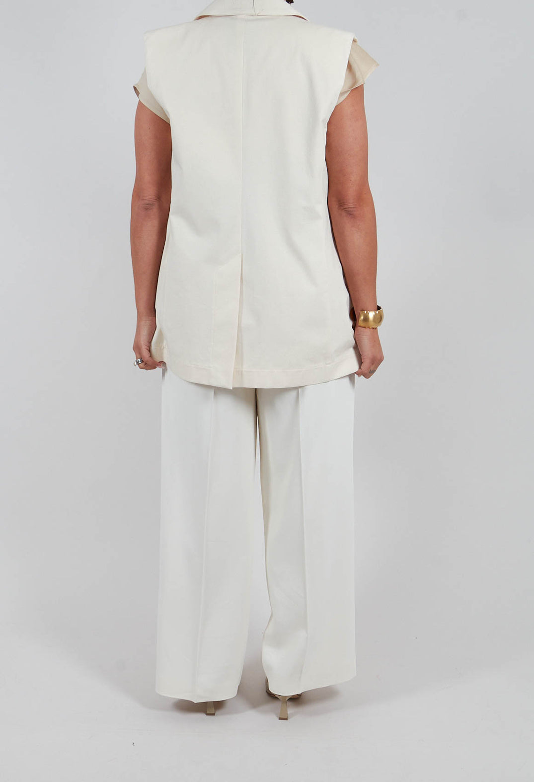 Mira Wide Leg Trousers with Pleats in Sea Salt