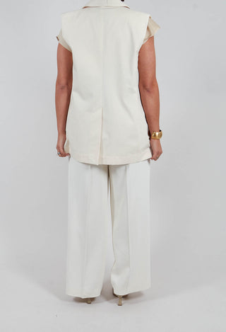 Mira Wide Leg Trousers with Pleats in Sea Salt