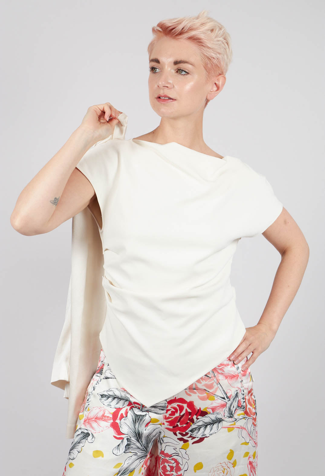 Mira Draped Top in Sea Salt