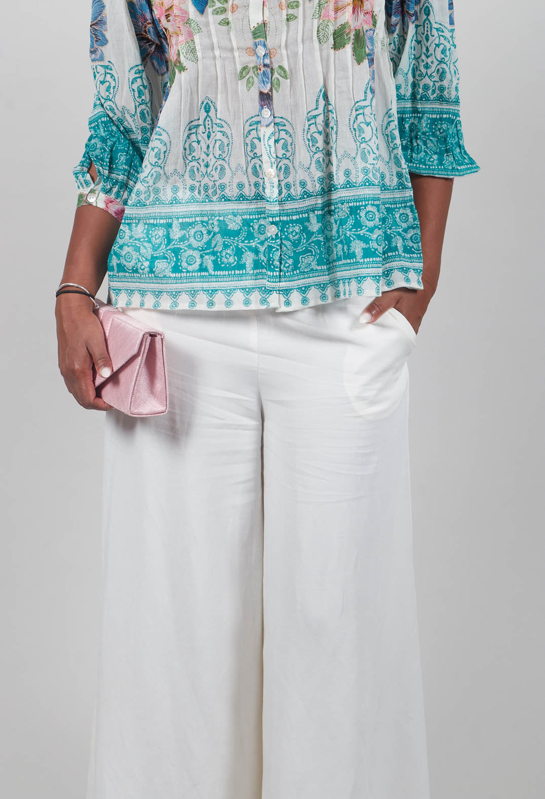 Fedra Flared Trousers in Sea Salt