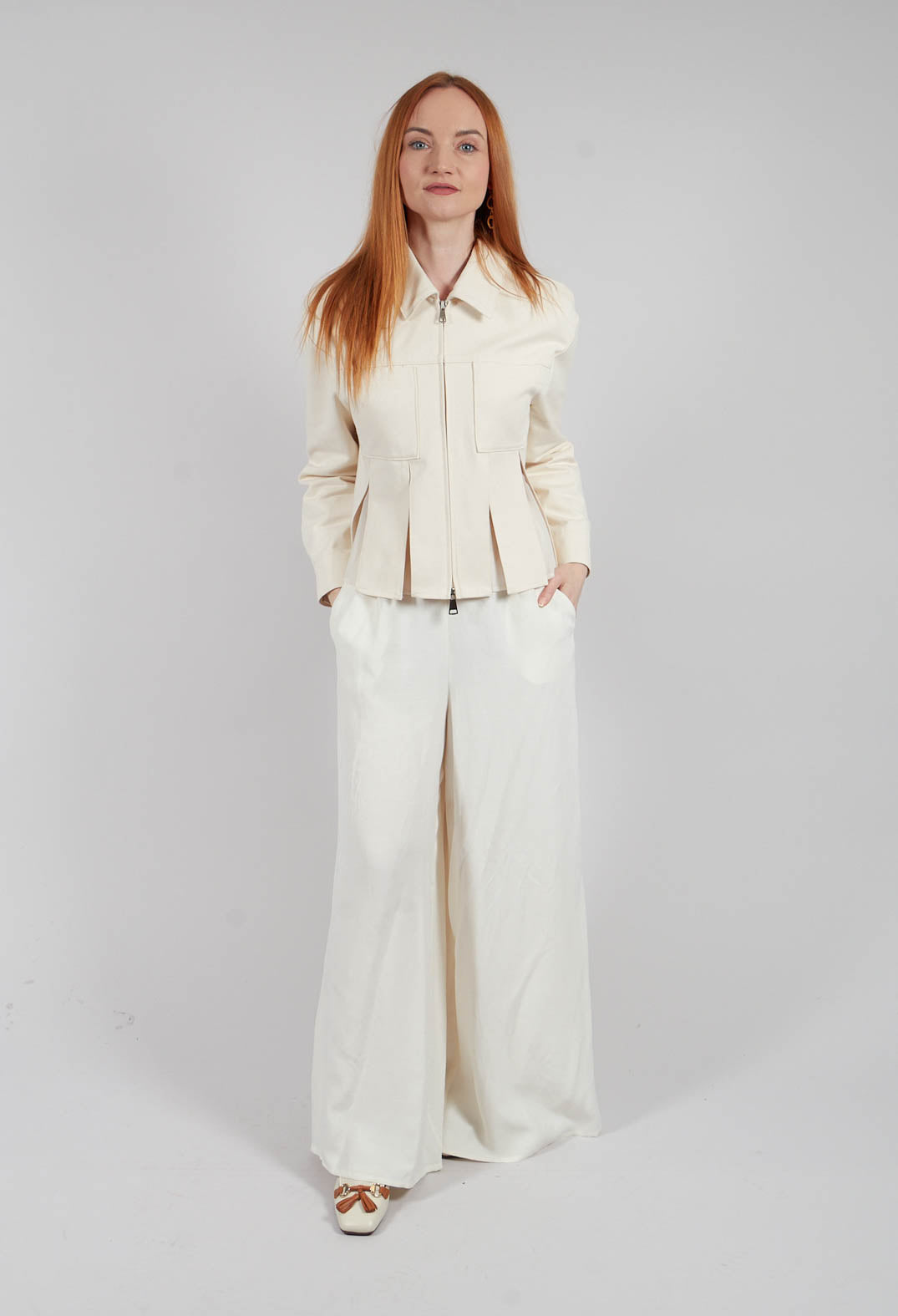Cotton and Georgette Jacket in Sea Salt