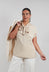 Aura Satin Asymmetrical Blouse in Sea Salt