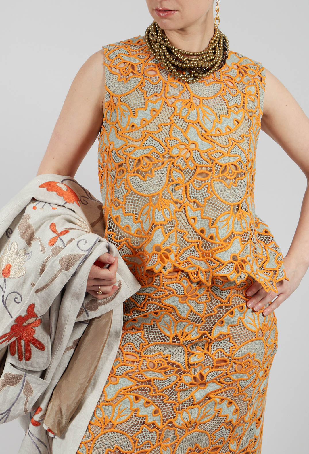 Celia Macrame Top in Clementine