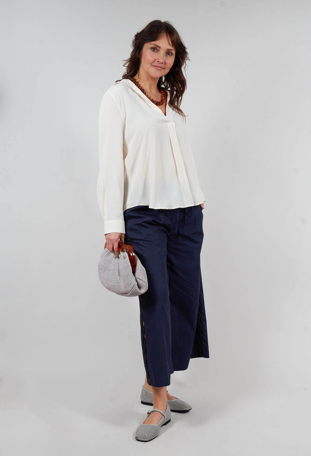 Torre Collared Blouse in Sea Salt