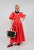 Cotton Poplin Pleated Dress in Lobster Red