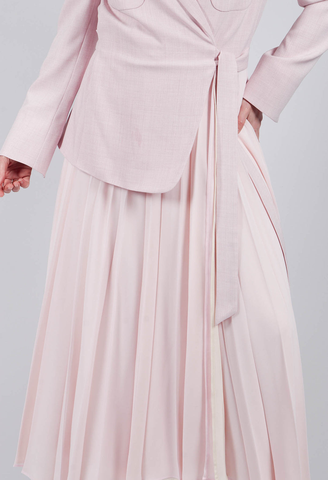 Blazer Dress with Pleated Skirt in Flamingo