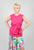 Cotton Poplin Top with Belt in Party Punch