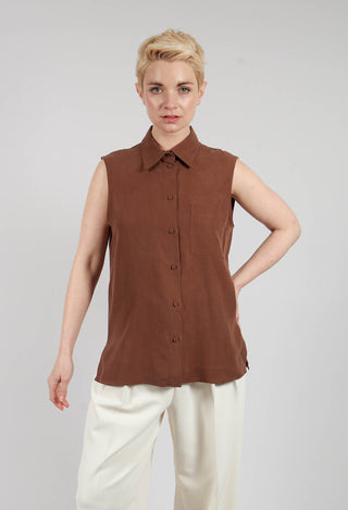 Lyocell Sleeveless Shirt in Sigaro