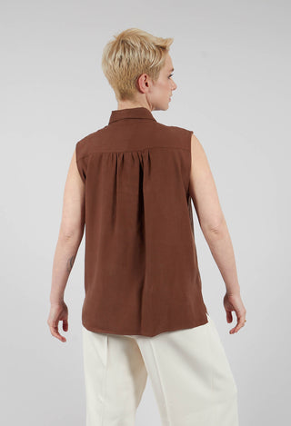 Lyocell Sleeveless Shirt in Sigaro