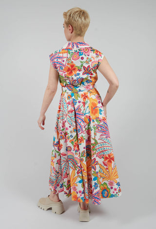 Rumba Printed Midi Dress in White