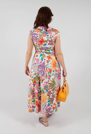 Rumba Printed Midi Dress in White