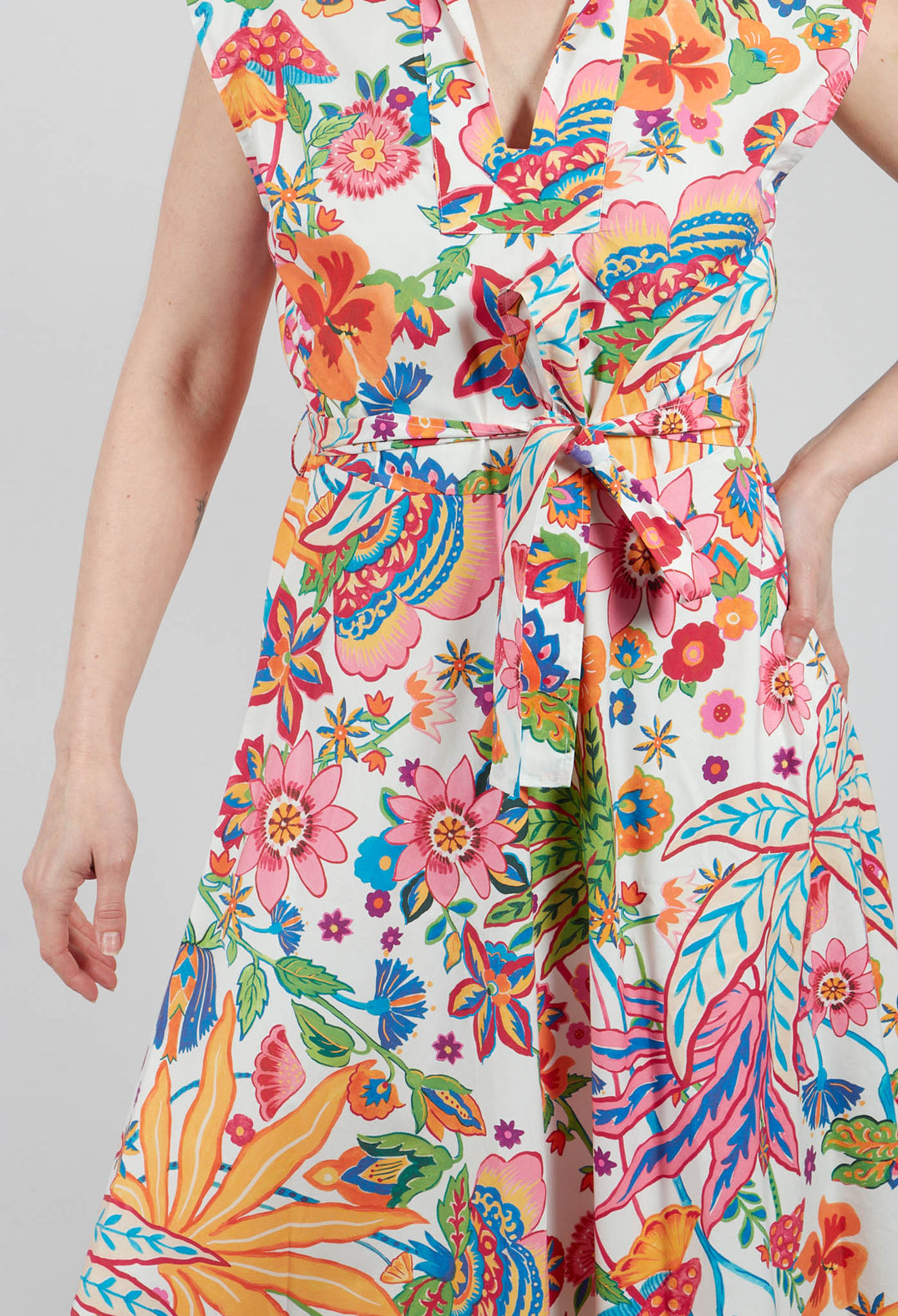 Rumba Printed Midi Dress in White